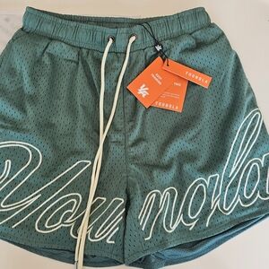 YoungLA Green Athletic Shorts with Elastic Waistband